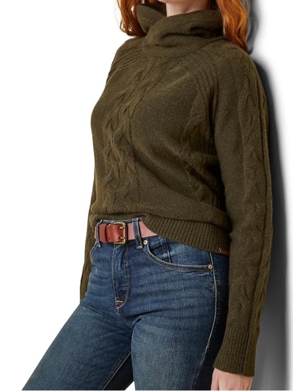 Ariat Novato Wool Blend Sweater in Olive Green Horse Bit Detail Size Small - Picture 2 of 16